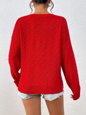Casual Ribbed Knit Crew Neck Long Sleeve Jumper - Image 3