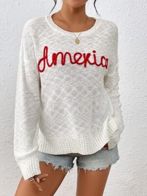 Casual Ribbed Knit Crew Neck Long Sleeve Jumper - Image 7