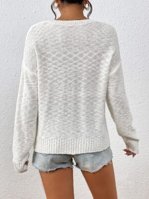 Casual Ribbed Knit Crew Neck Long Sleeve Jumper - Image 8