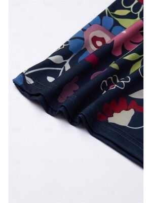 Casual Shift Leopard V Neck Half Sleeve Midi Dress - Image 7