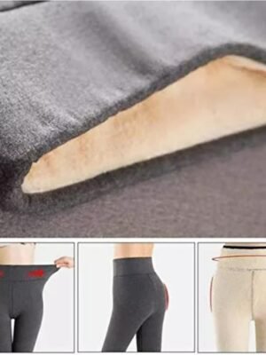 Casual Skinny Solid High Waist Ankle-Length Fleece Leggings - Image 5