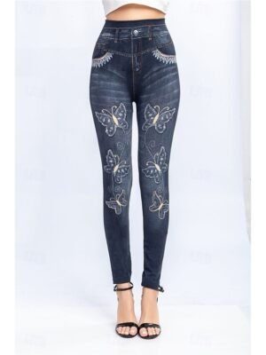 Casual Slim Fit 3D Print High Waist Full Length Leggings - Image 2