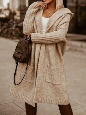 Casual Soft Letter V Neck Long Sleeve Long Cardigan - Image 12