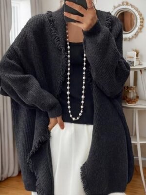 Casual Soft Pure Colour Shirt Collar Long Sleeve Cardigan - Image 6