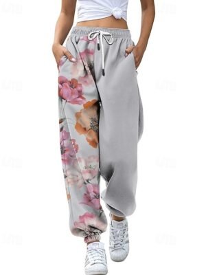 Casual Straight Floral Natural Full Length Slacks - Image 2