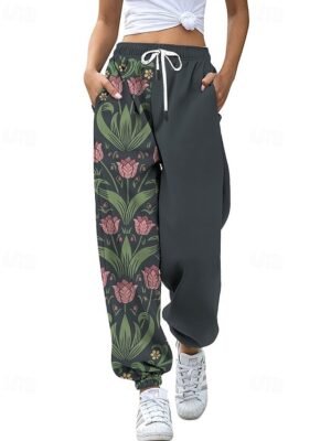 Casual Straight Floral Natural Full Length Slacks - Image 3