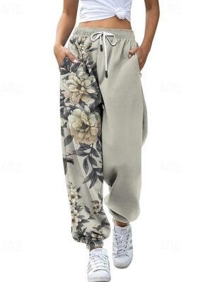 Casual Straight Floral Natural Full Length Slacks - Image 4