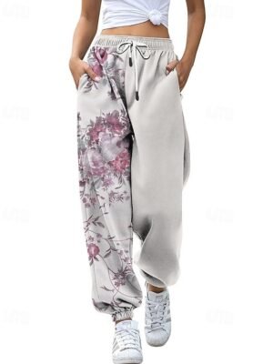 Casual Straight Floral Natural Full Length Slacks - Image 5