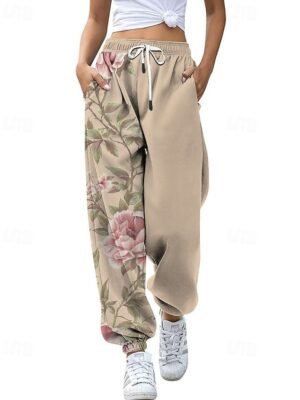 Casual Straight Floral Natural Full Length Slacks - Image 6