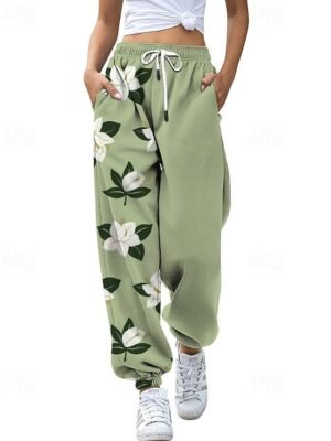 Casual Straight Floral Natural Full Length Slacks - Image 8