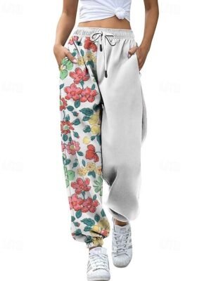 Casual Straight Floral Natural Full Length Slacks - Image 9