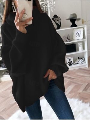 Casual Streetwear Solid Turtleneck Long Sleeve Long Knit Top - Image 6