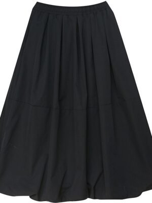 Casual Swing Solid Pocket Drawstring Maxi Skirt - Image 4