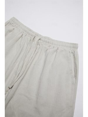 Casual Wide Leg Plain Drawstring Full Length Trousers - Image 17