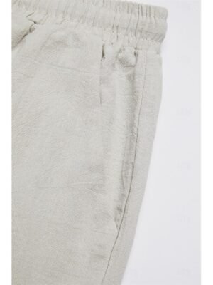 Casual Wide Leg Plain Drawstring Full Length Trousers - Image 19
