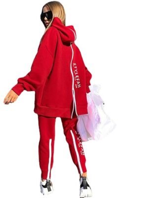 Casual Winter Patchwork Hoodie Long Sleeve Tracksuit - Image 4