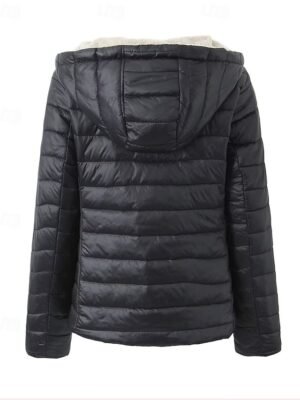 Chic Fitted Solid Lapel Long Sleeve Short Cotton-Padded Jacket - Image 2