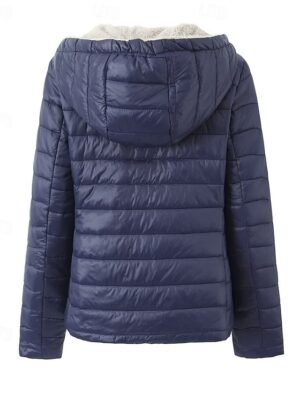 Chic Fitted Solid Lapel Long Sleeve Short Cotton-Padded Jacket - Image 5