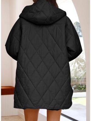 Chic Fitted Solid Lapel Short Sleeve Cotton-Padded Jacket - Image 5