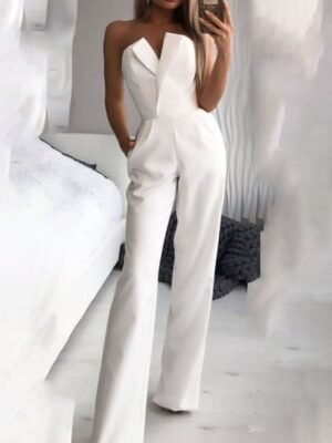 Chic Regular Fit Solid Strapless Sleeveless Jumpsuit - Image 1