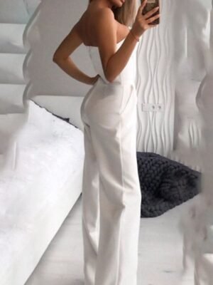 Chic Regular Fit Solid Strapless Sleeveless Jumpsuit - Image 2