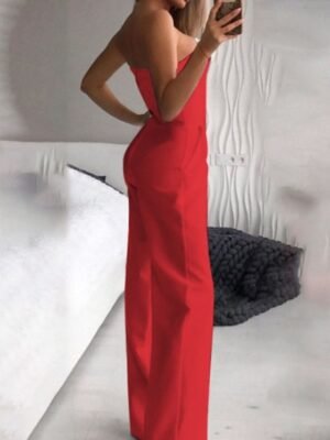 Chic Regular Fit Solid Strapless Sleeveless Jumpsuit - Image 6