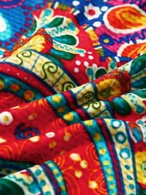 Classic Regular Fit Floral Paisley V Neck Short Sleeve Mini Dress - Image 9