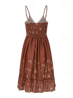 Classic Regular Fit Flower Spaghetti Strap Sleeveless Mini Slip Dress - Image 5
