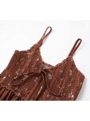 Classic Regular Fit Flower Spaghetti Strap Sleeveless Mini Slip Dress - Image 6