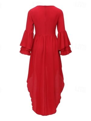 Classic Regular Fit Plain V Neck Long Sleeve Mini Dress - Image 5