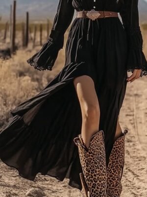 Classic Regular Plain V Neck Long Sleeve Midi Dress - Image 3