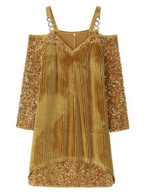 Cocktail Fitted Sequin V Neck Long Sleeve Mini Dress - Image 7