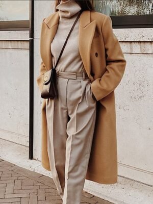 Contemporary Long Double Breasted Lapel Trench Coat - Image 7