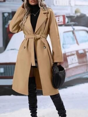 Contemporary Regular Fit Solid Colour Long Sleeve Winter Coat - Image 5