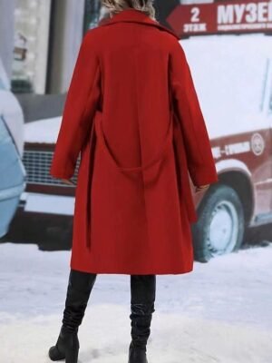 Contemporary Regular Fit Solid Colour Long Sleeve Winter Coat - Image 8