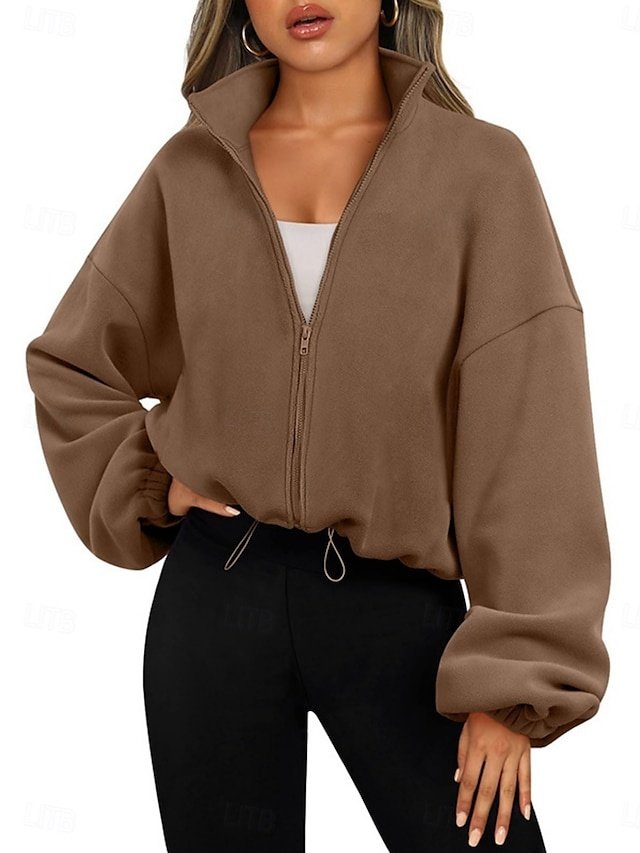 Contemporary Regular Fit Solid Zip Long Sleeve Jacket - Image 2