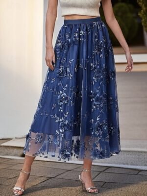 Cute Swing Pleated High Waist Midi Skirt - Image 5