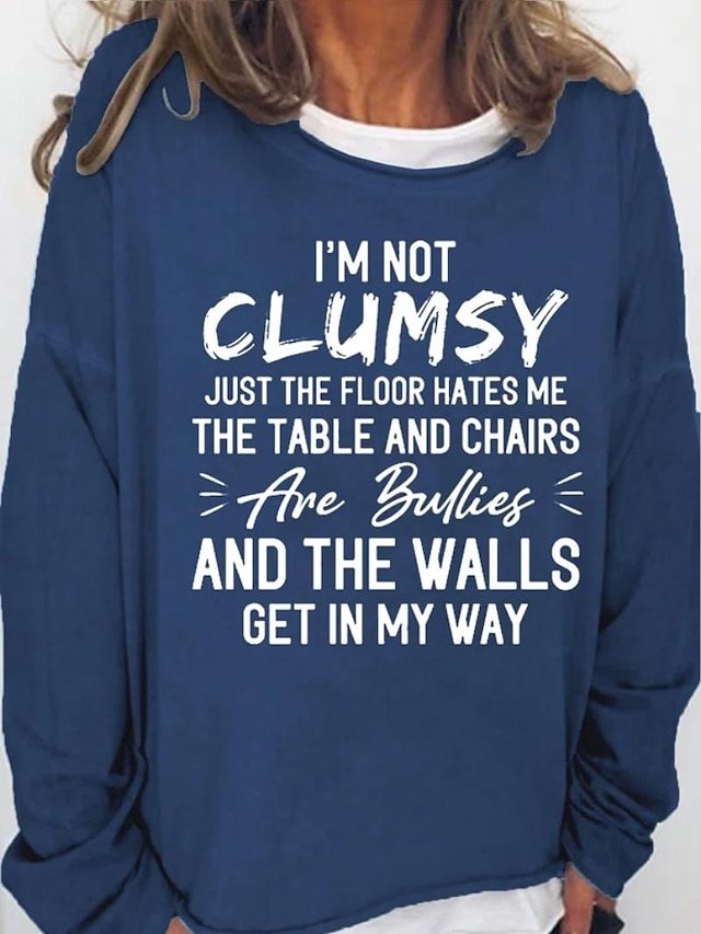 Daily Loose Fit Monogram Print Round Neck Long Sleeve Sweatshirt - Image 1