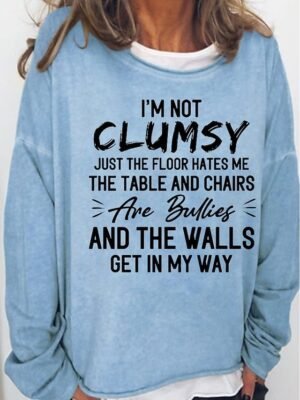 Daily Loose Fit Monogram Print Round Neck Long Sleeve Sweatshirt - Image 4