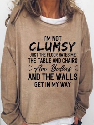 Daily Loose Fit Monogram Print Round Neck Long Sleeve Sweatshirt - Image 5