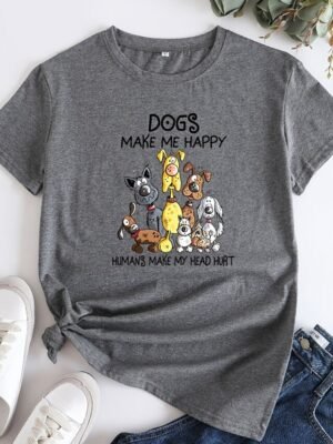 Daily Regular Dog U Neck Short Sleeve T-Shirt - Image 4