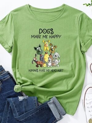 Daily Regular Dog U Neck Short Sleeve T-Shirt - Image 5