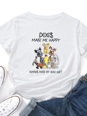 Daily Regular Dog U Neck Short Sleeve T-Shirt - Image 7