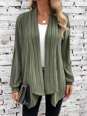 Dressy Oversize Plain Long Sleeve Winter Coat - Image 4