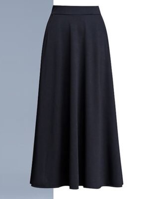 Elegant A Line Solid High Waist Midi Skirt - Image 8