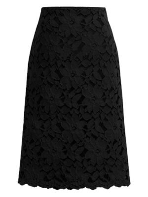 Elegant Bodycon Solid High Waist Lace Above Knee Skirt - Image 4
