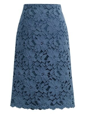 Elegant Bodycon Solid High Waist Lace Above Knee Skirt - Image 7