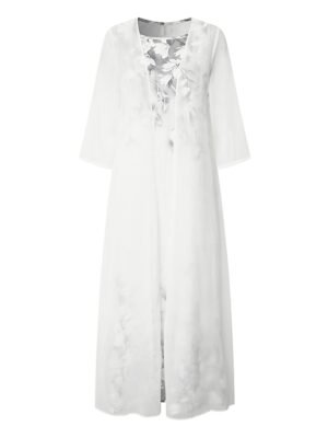 Elegant Classic Floral Crew Neck Long Sleeve Midi Dress Set - Image 2