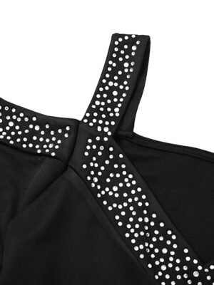 Elegant Formal Sparkle Off Shoulder Short Sleeve Maxi Dress - Image 4