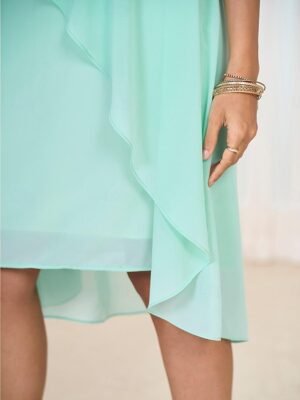 Elegant Formal Tiered Crew Neck Long Sleeve Midi Dress - Image 10